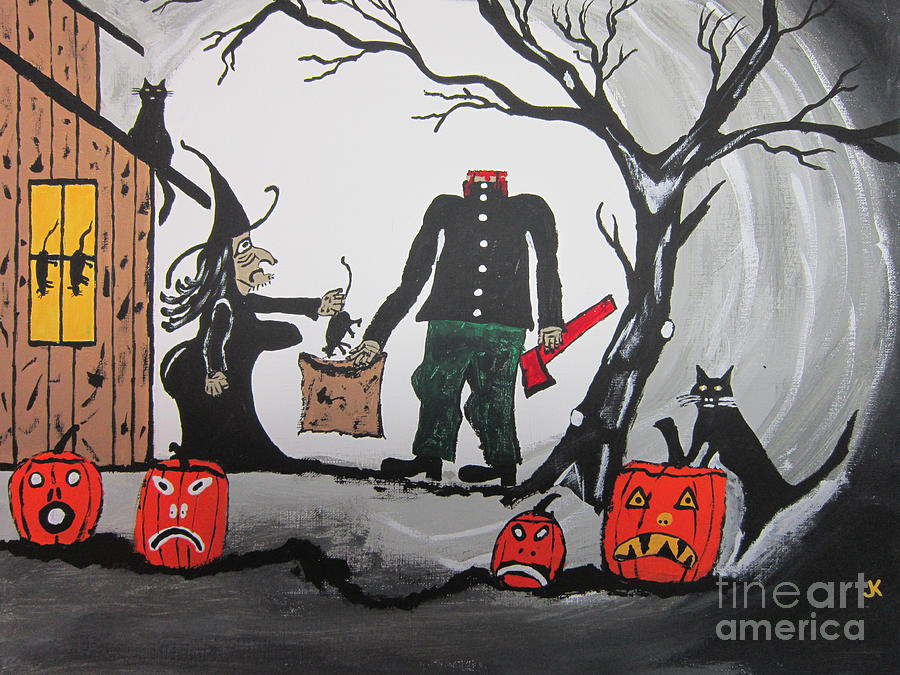 Halloween Trick Or Treat Painting Painting by Jeffrey Koss