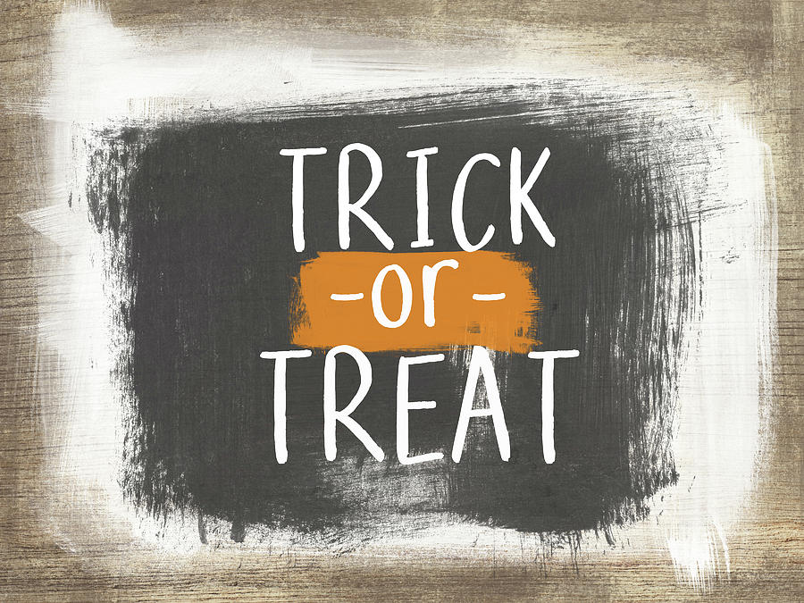 Fall Painting - Trick Or Treat Sign- Art by Linda Woods by Linda Woods