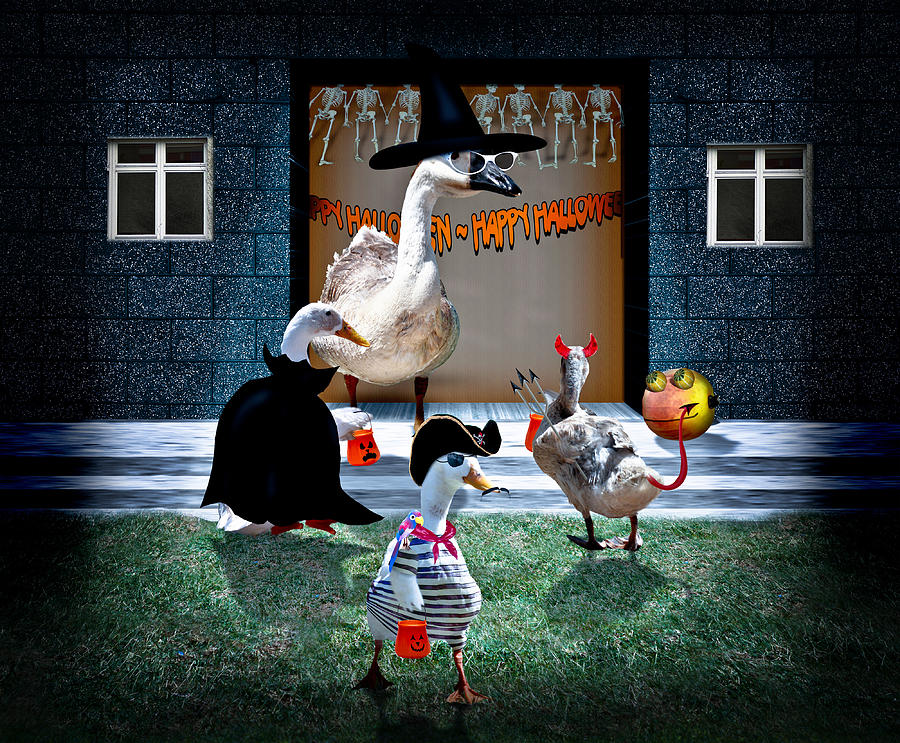 Trick or Treat Time for Little Ducks #2 Mixed Media by Gravityx9  Designs