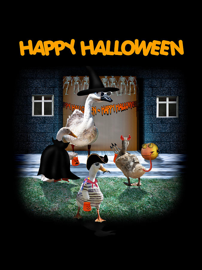 Halloween Mixed Media - Trick or Treat Time for Little Ducks by Gravityx9  Designs