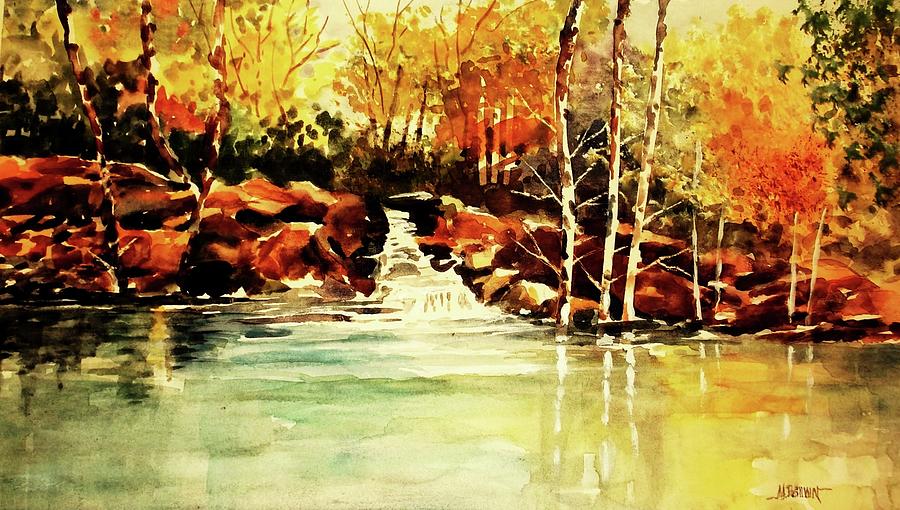 Trickling Spring in Autumn Painting by Al Brown