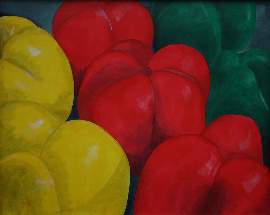 Tricolored Peppers Painting by Paul Amaranto