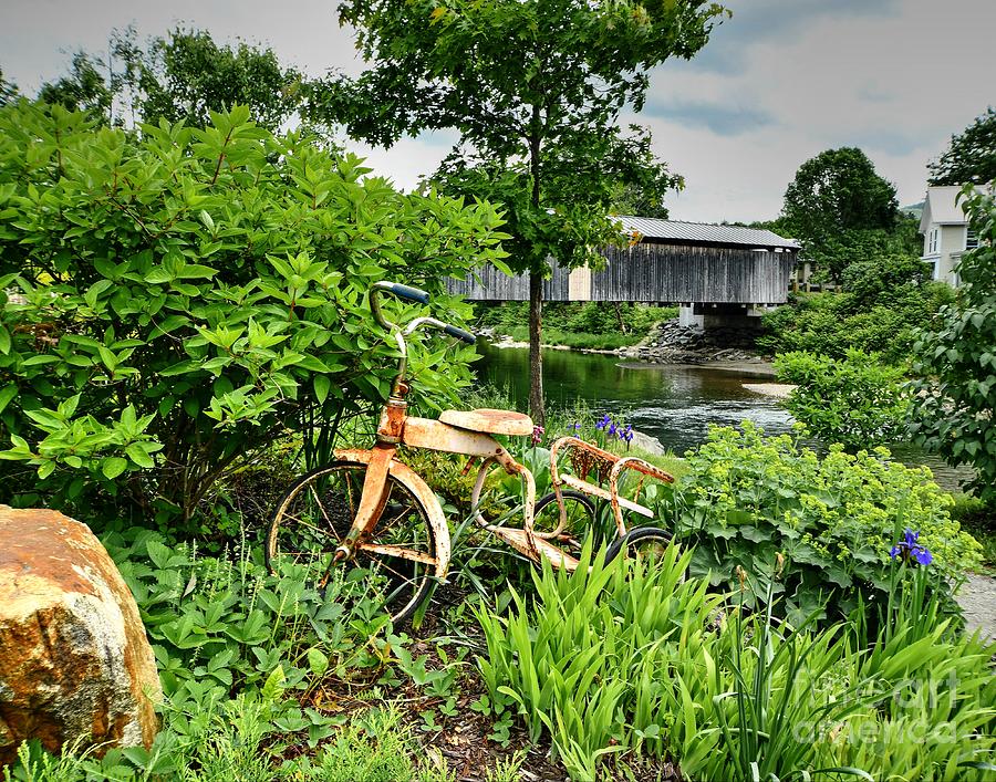 Tricycle and the Covered Bridge Photograph by Steve Brown