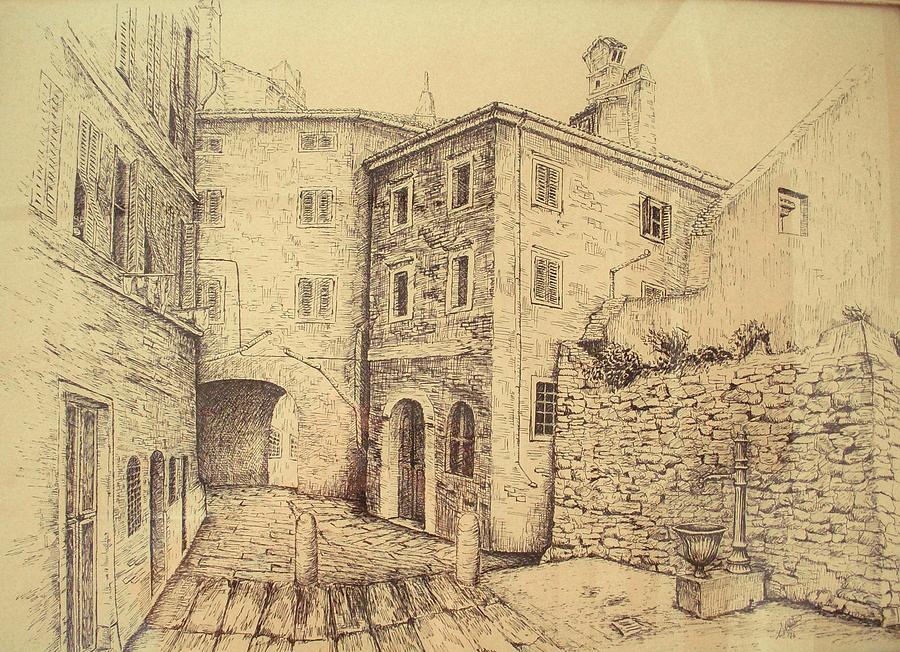 Trieste Drawing - Trieste cita vecia by Anthony Meton