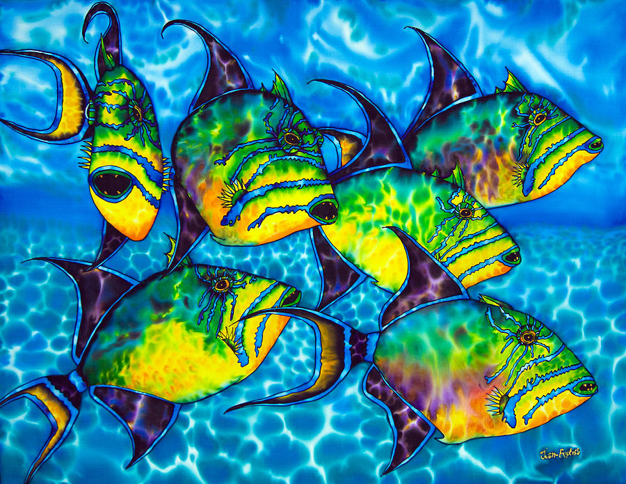 Trigger Fish - Caribbean Sea Painting by Daniel Jean-Baptiste