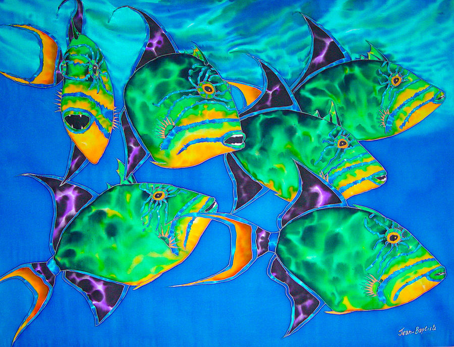 Queen Triggerfish Painting by Daniel Jean-Baptiste
