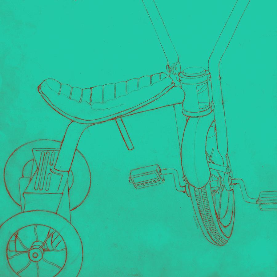 Transportation Drawing - Trike on Turquoise by Valerie Reeves
