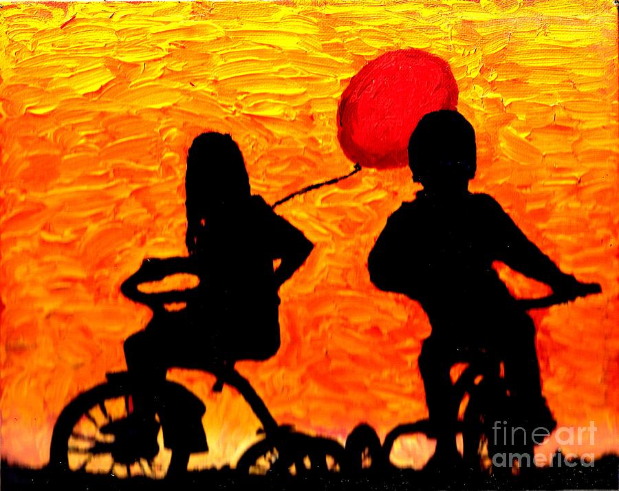 Trikes Red Baloon 1 Painting by Richard W Linford