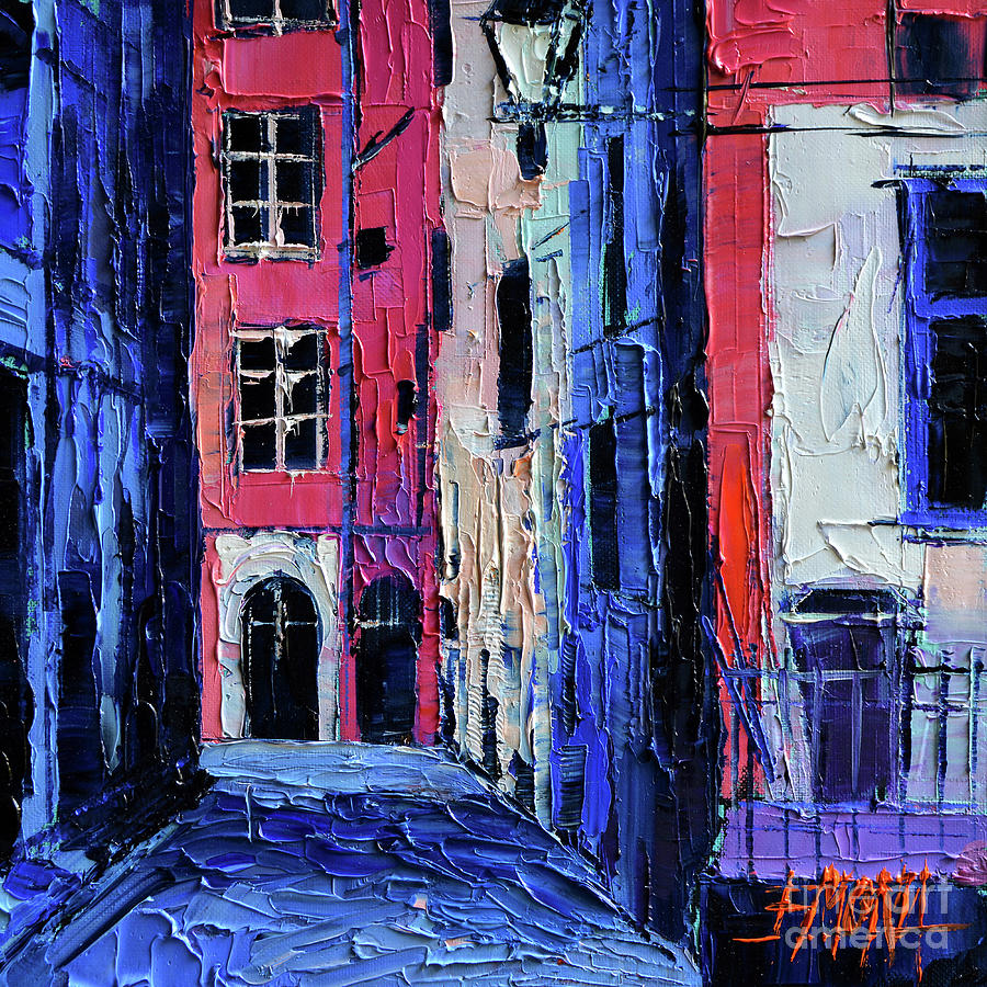 TRINITE SQUARE - modern impressionist stylized cityscape Painting by Mona Edulesco