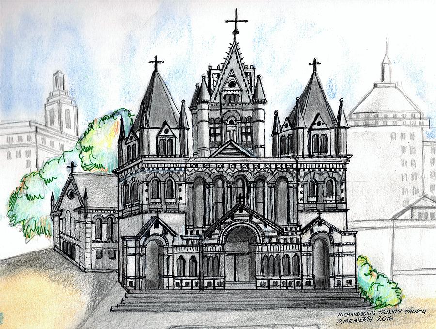 Trinity Church Boston Drawing by Paul Meinerth