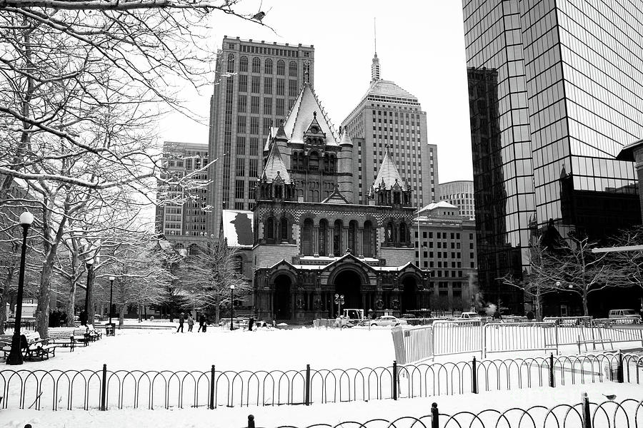 Trinity Episcopal Church Boston Black and White Photograph by Thomas Marchessault