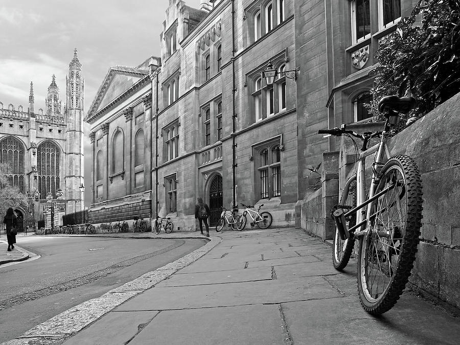 Trinity Lane Clare College Great Hall in Black and White Photograph by Gill Billington