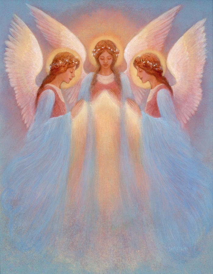 Three Painting - Trinity of Angels by Jack Shalatain