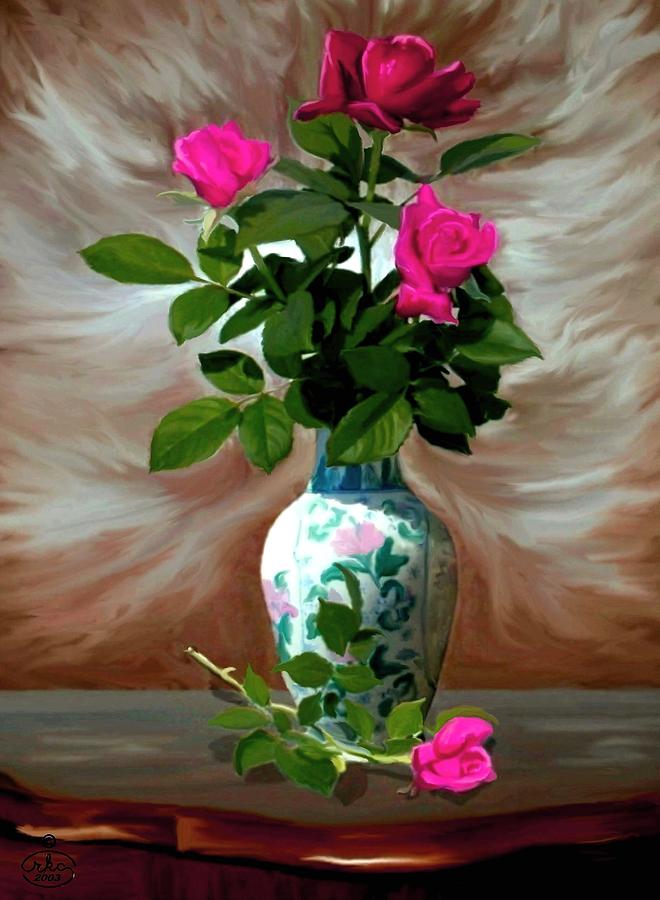 Trinity Roses Painting by Ron Chambers