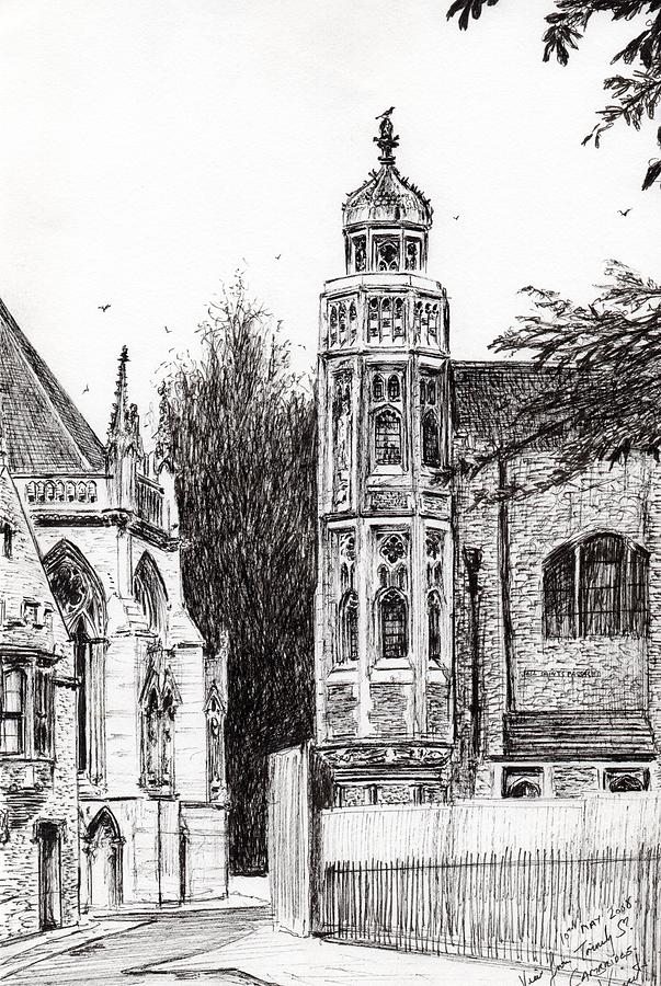 Trinity Street Cambridge Drawing by Vincent Alexander Booth