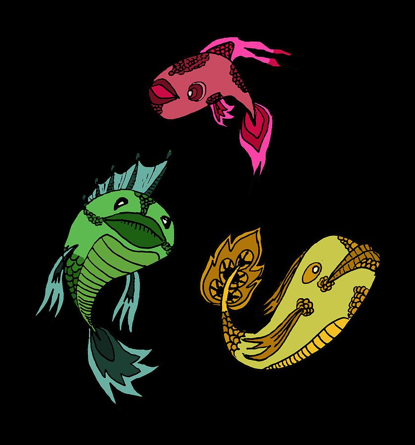 Trio Fish Digital Art by Piotr Dulski