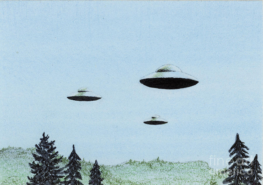 UFO Trio Mixed Media by Jackie Irwin
