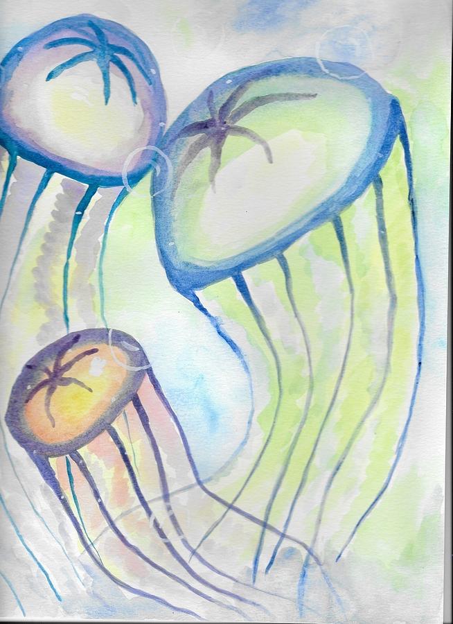 Trio Jellyfish Painting by Chanler Simmons