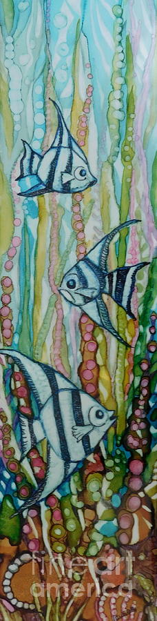 Trio of Angel Fish Painting by Joan Clear