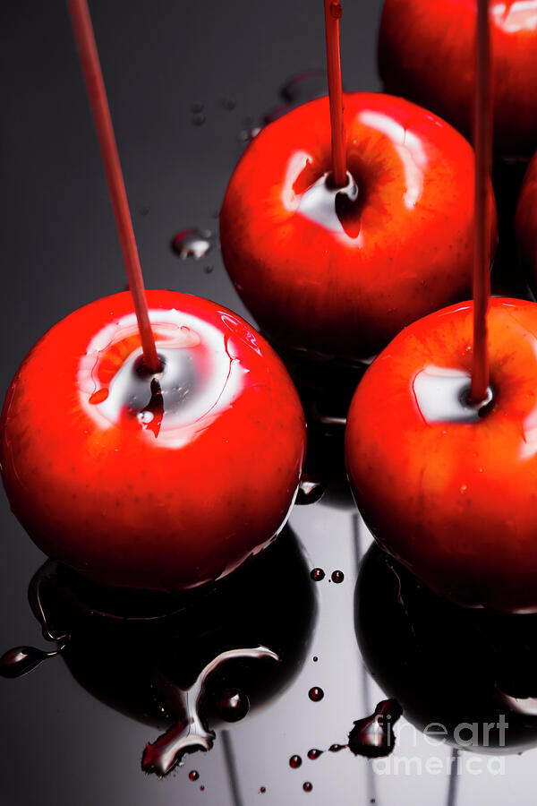 Food Photograph - Trio Of Bright Red Home Made Candy Apples by Jorgo Photography - Wall Art Gallery Food Photograph - Trio Of Bright Red Home Made Candy Apples by Jorgo Photography - Wall Art Gallery