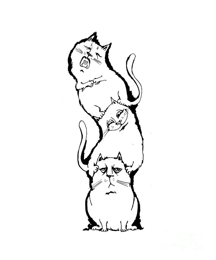 Trio of cats Drawing by Ang El