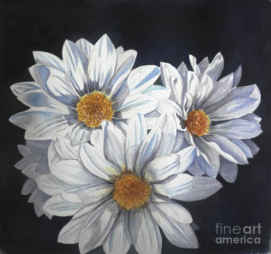 Trio of Daisies Painting by Judy McCoy - Fine Art America
