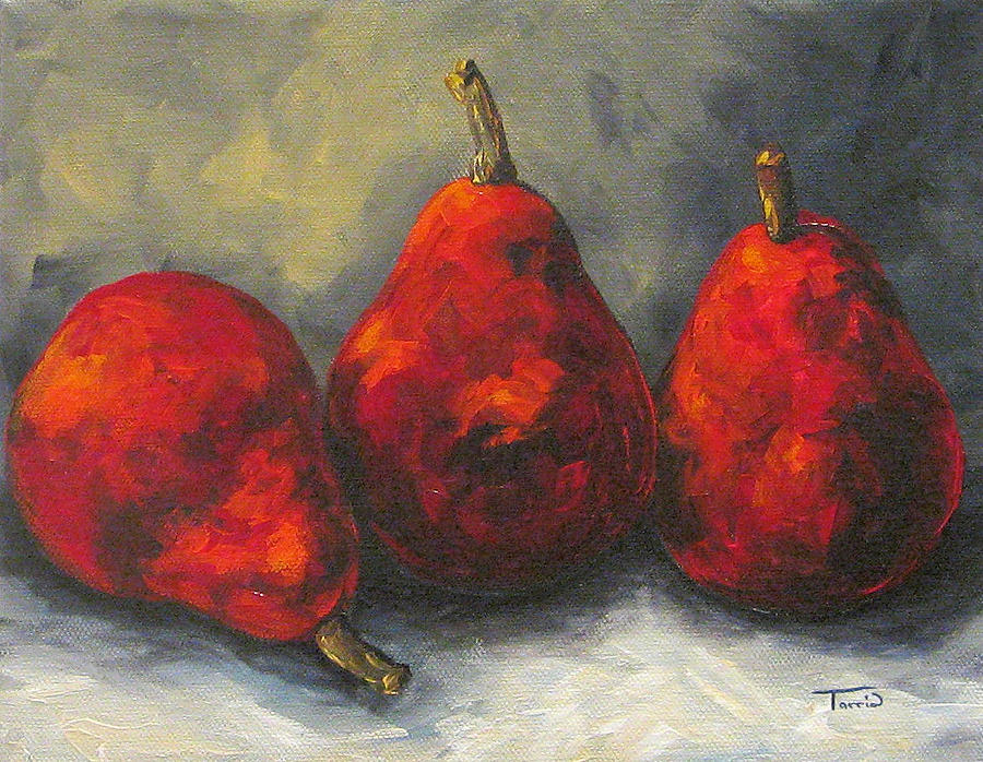 Trio of Red Pears  Painting by Torrie Smiley