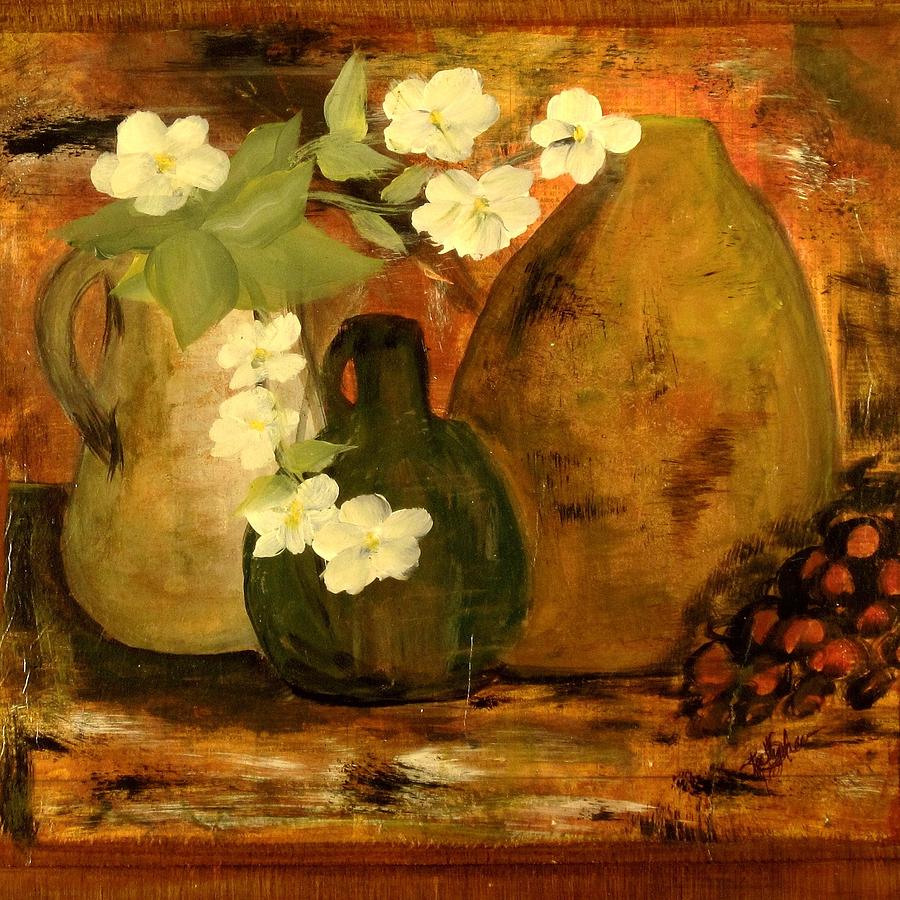 Trio Vases Painting by Kathy Sheeran