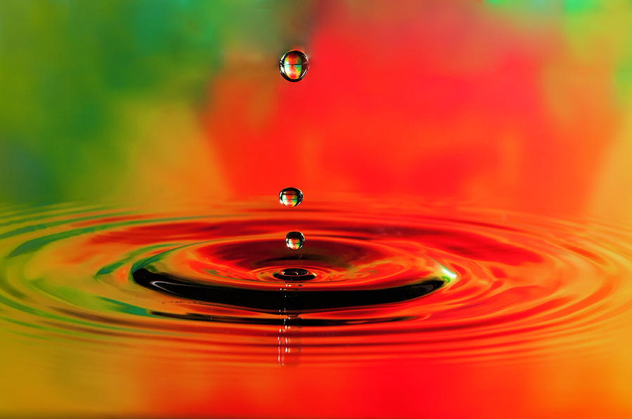 Cool Photograph - Triple Droplets Stop Action by Phyllis Taylor