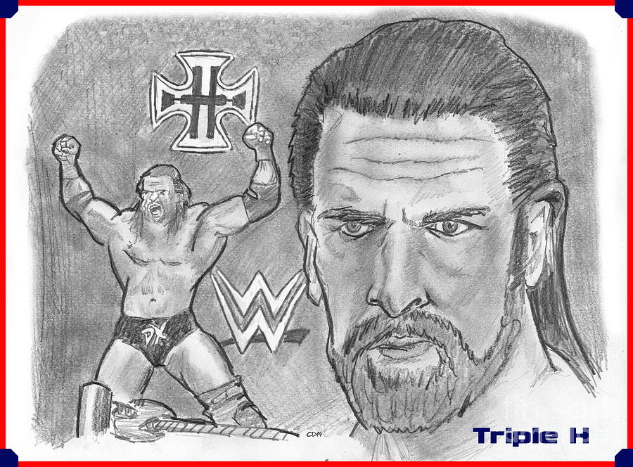 Triple H Drawing by Chris DelVecchio