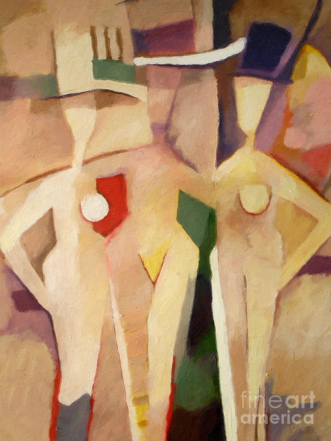Triple Ladies Painting by Lutz Baar