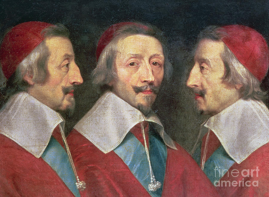 Philippe De Champaigne Painting - Triple Portrait of the Head of Richelieu by Philippe de Champaigne