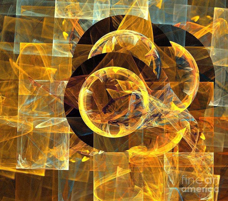 Abstract Digital Art - Triple Solar Eclipse by Kim Sy Ok