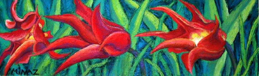 Triple Tease Tulips Painting by Minaz Jantz