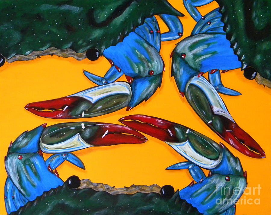 Crab Painting - Triplets by JoAnn Wheeler