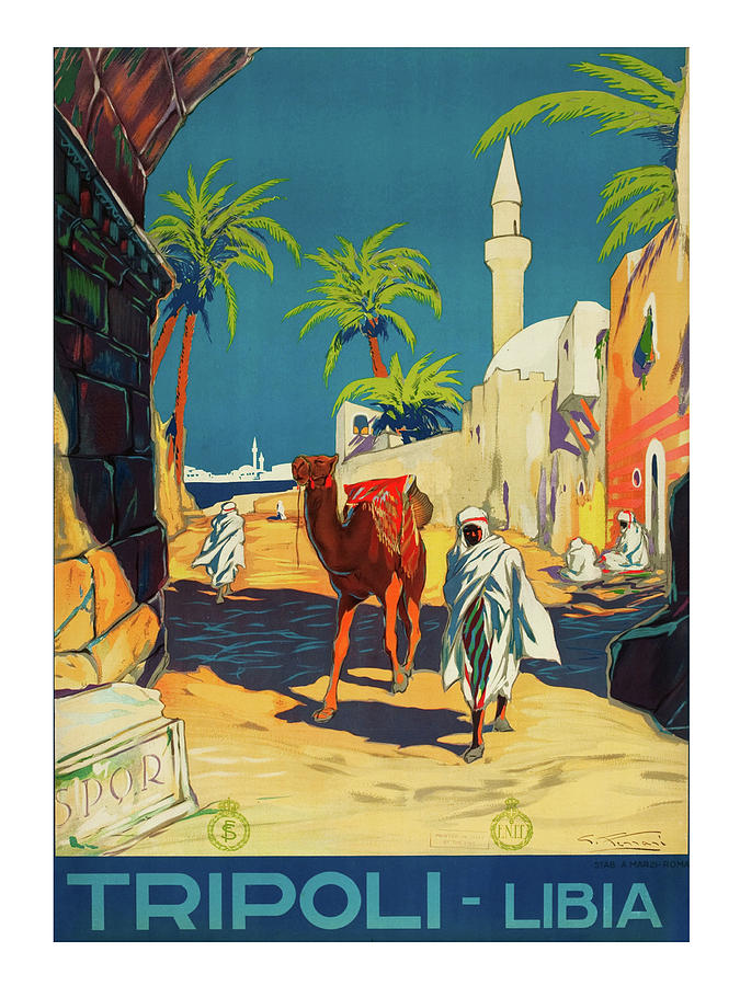 Vintage Painting - Tripoli, Libya, city, Baudouin with his camel by Long Shot