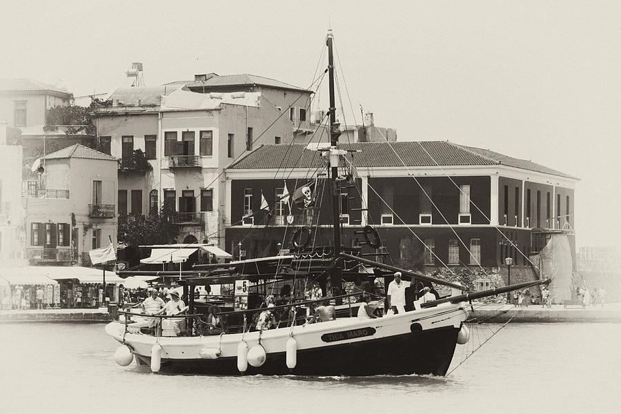 Greek Photograph - Trippers sail from Chania by Paul Cowan