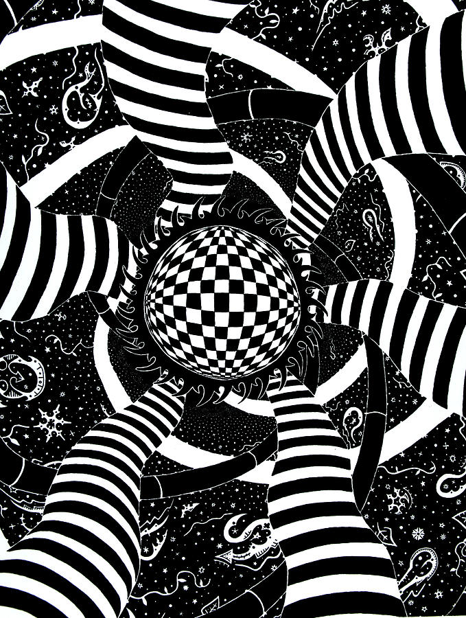 Black And White Drawing - Tripposphere by Red Gevhere
