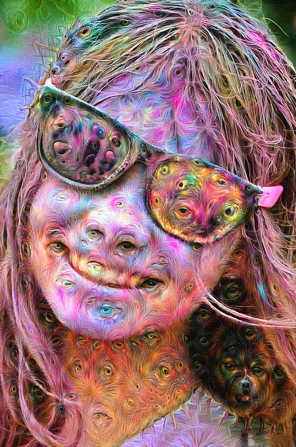 Trippy colorful woman portrait deep dream Digital Art by Matthias Hauser