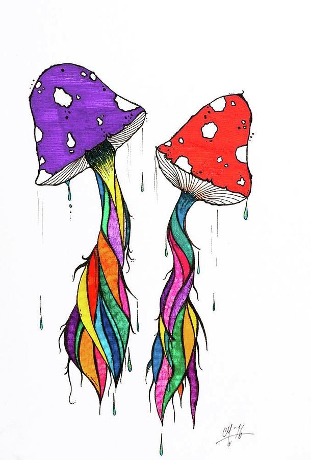 Trippy drippy mushrooms Painting by Charlie Miller Pixels