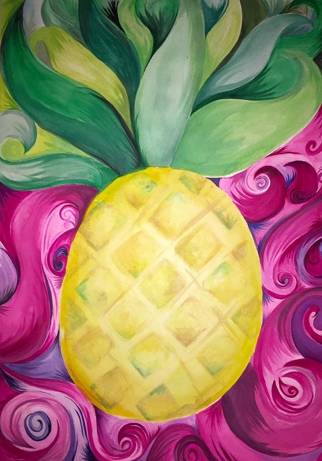 Trippy Pineapple  Painting by Gabby Fuller