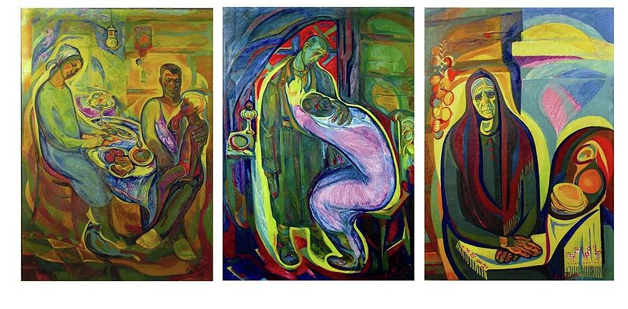 Triptych Painting - Triptych Mother by Ivan Filichev