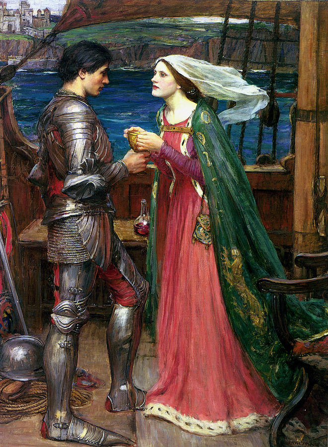 Tristan and Isolde with the Potion Painting by John William Waterhouse