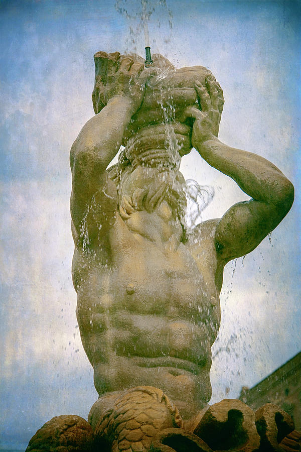 Fountain Photograph - Triton Fountain II Rome Italy by Joan Carroll