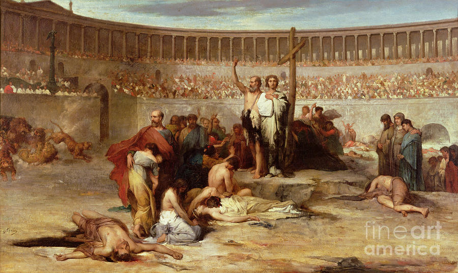 Cross Painting - Triumph of Faith    Christian Martyrs in the Time of Nero by Eugene Romain Thirion