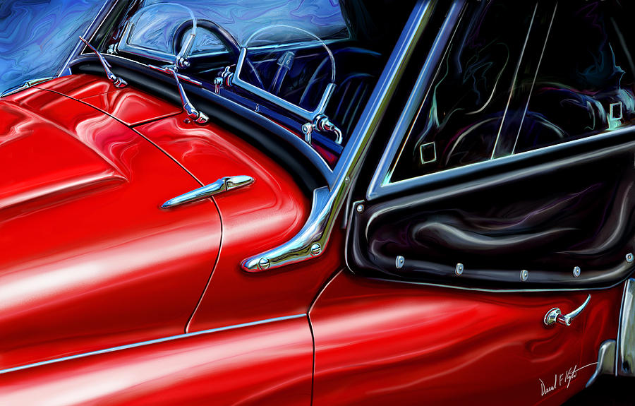 Sports Car Painting - Triumph TR-3 Sports Car Detail by David Kyte