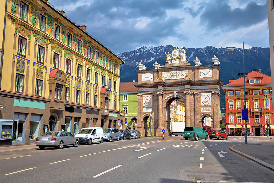 Triumphal arch and Maria Theresa street view in Innsbruck Photograph by Brch Photography