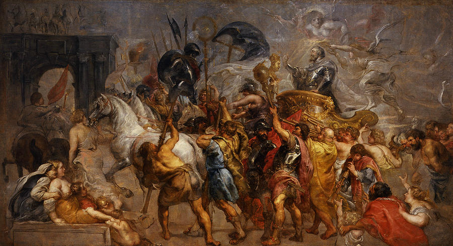 Triumphal entry of Henry IV in Paris Painting by Peter Paul Rubens