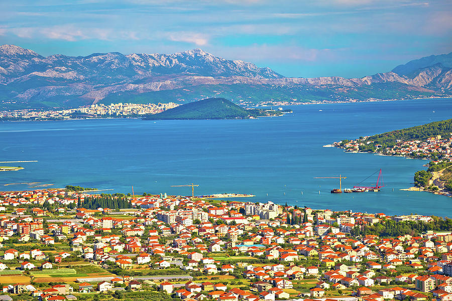 Trogir, Ciovo, Split and Biokovo mountain panorama Photograph by Brch Photography