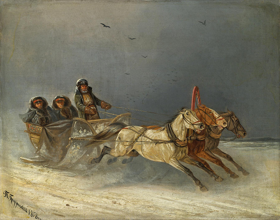 Troika Painting by Pyotr Nikolayevich Gruzinsky